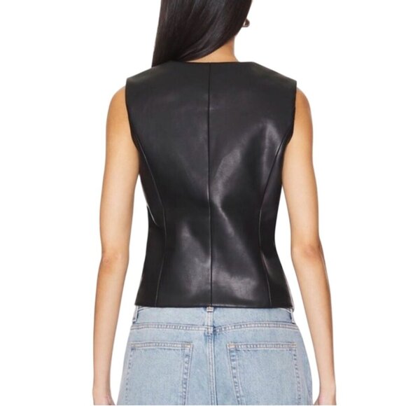 Pistola NWT Arabella Vegan Leather Assymetric Vest Slate Black Size M - Picture 4 of 10